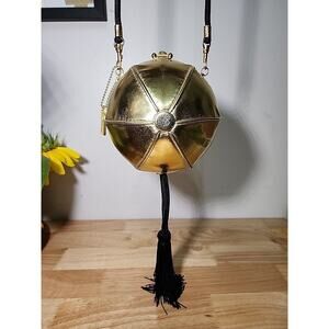 Rare Cameco Bag Art No 23109 Gold Ball Purse Black Tassle Vintage Opera Formal